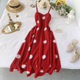 thumbnail image 2 of Dot Dress Vestido largo sin espalda sin mangas de una línea de cintura alta para mujer, rojo Vogacara AP001541-04B, 2 of 7