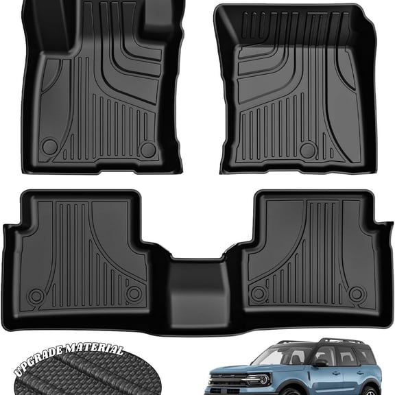 Floor Mats for Ford Bronco Sport 2021 2022 2023 2024 2025-1st & 2nd Row All Weather Protection Car Floor Liners Waterproof Mats