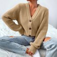 thumbnail image 6 of Purcolt Women's Chunky Knit Open Front Cardigan Sweaters V Neck Button Down Loose Short Cardigan Fall Outerwear Coats, 6 of 6