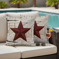 thumbnail image 4 of Texas Star Vintage Outdoor Waterproof Pillow Covers, Red Retro Berry Wooden Decorative Square Throw Pillowcase Sofa Cushion Sham for Patio/Couch/Chair, 16"x16" 2 Pack, 4 of 8