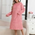 thumbnail image 3 of Yuanlong Womens Nightgown Fuzzy Cable Knit Long Sleeve Crewneck Sleep Dress Cold Nights & Home Wear Warm Cozy Loungewear, 3 of 3