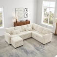 thumbnail image 4 of 97*76 Inch L-Shaped Sectional Sofa Couch with Storage Seat and Storage Ottoman,Chenille Fabric Corner Sofa  Couch with 7 Seats & 2 Pillows for Living Room, 4 of 18