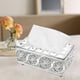 thumbnail image 1 of Cubierta de caja de pañuelos de cristal, caja de papel decorativa para inodoro, servilletero de cristal, soporte de caja de pañuelos faciales para bañ 20x11x9cm Plata BLESIY titular de tejido de cristal, 1 of 8