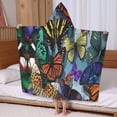 thumbnail image 5 of Multicolor Butterfly Group Pattern Hooded Bath Towel，60"x35" for Ages 3 To 12 Kids, Quick Dry Lightweight Soft Microfiber Hood Beach Towel Cover Up for Kids, 5 of 7