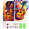 thumbnail image 1 of Pintura de diamante 5D DIY Kit de instrumentos musicales de taladro redondo completo 40x70cm 2 piezas, 1 of 9