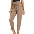 thumbnail image 1 of Pantalones de tubo de cintura alta informales lisos de primavera para mujer con cinturón elástico y nudo de lazo suelto S Yuyangstore Pantalones casuales de cintura alta, 1 of 8