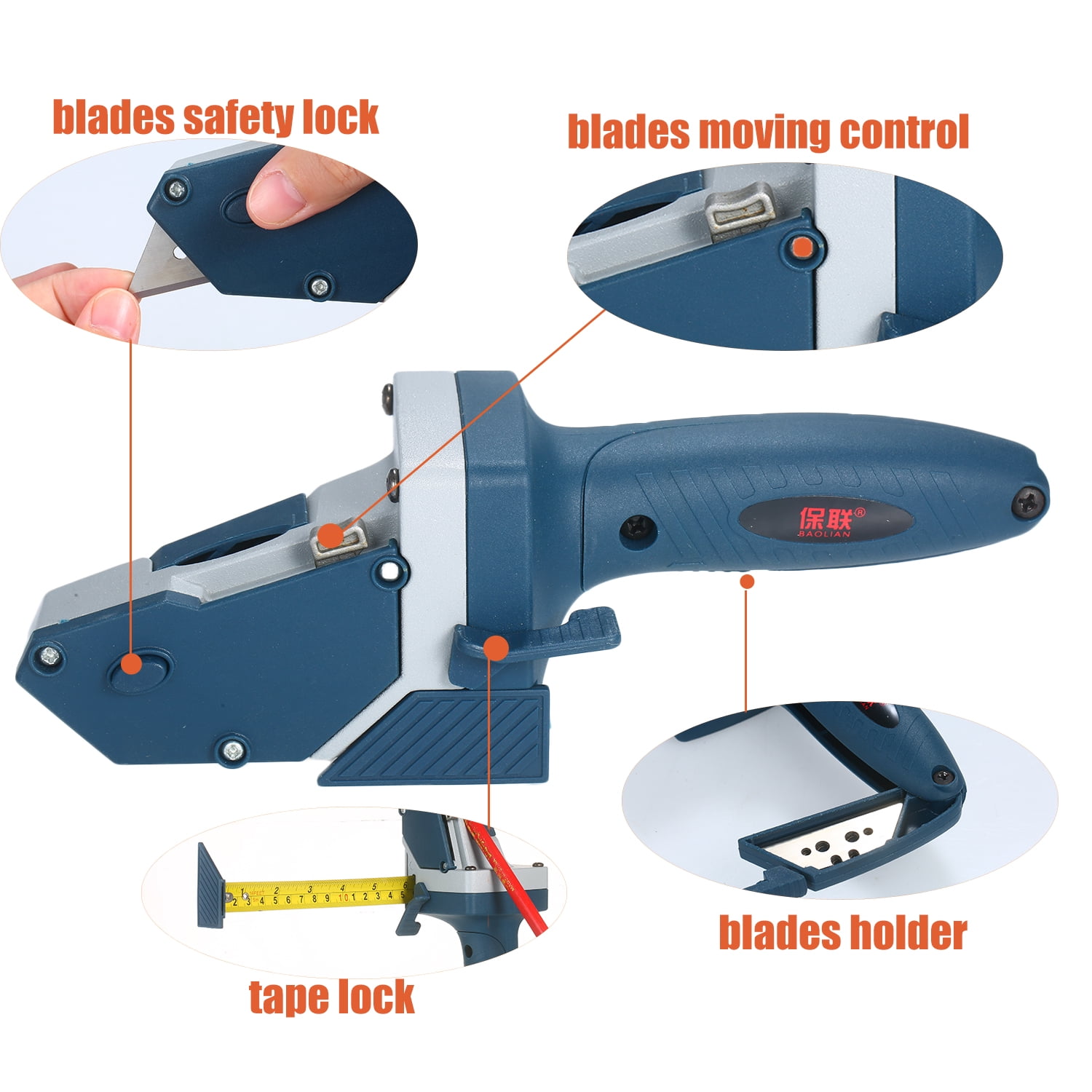 Drywall Tape, Foam Board Insulation, All In One hand tool with Measuring Tape and Utility Knife Mark and Cut Drywall Shingles Insulation Tile Carpet Foam