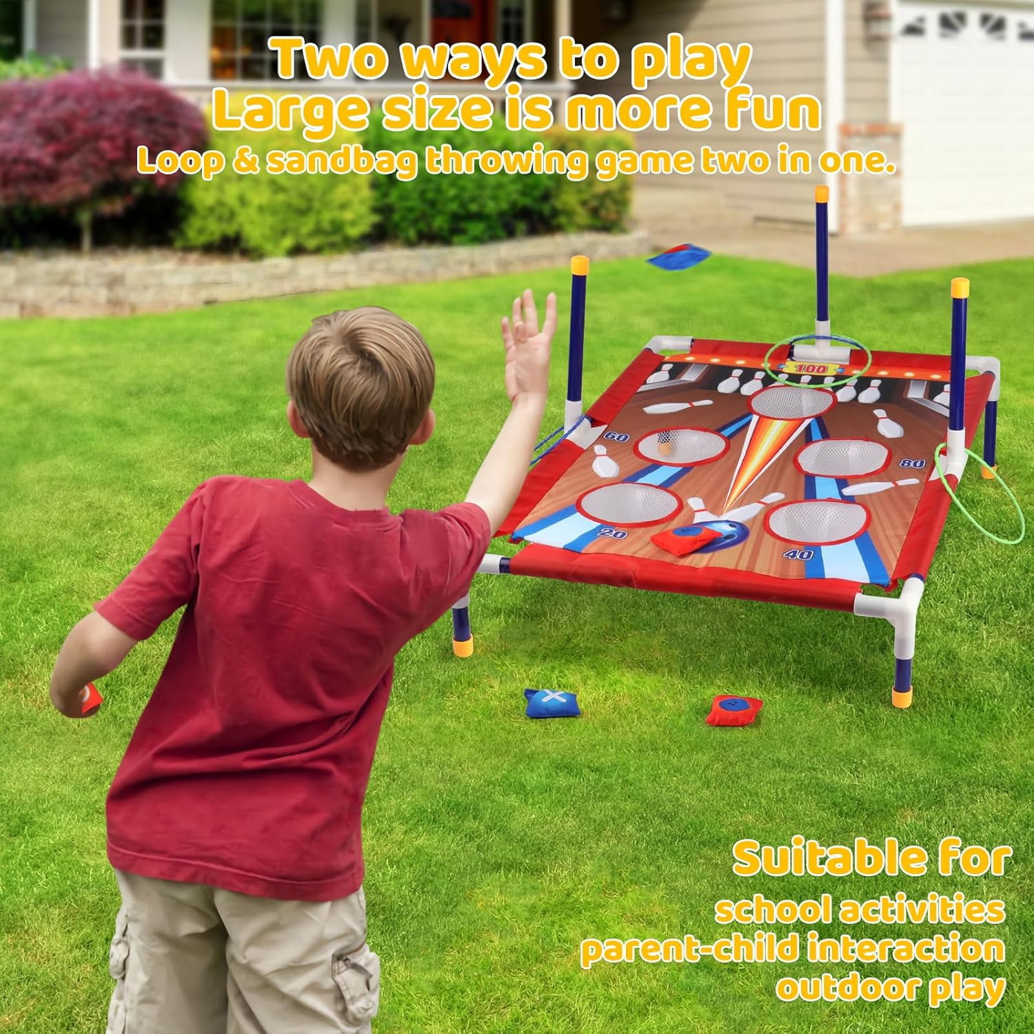 Agoplee 2-in-1 Bean Bag Toss Game for Kids, Kids Cornhole, Family Party Party Supplies for Kids, Gift for Boys Birthday or Christmas for Toddlers