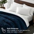 thumbnail image 6 of Bare Home Shaggy Faux Fur Duvet Cover - Ultra Soft - Fluffy Crystal Velvet - Queen, Dark Blue, 6 of 8