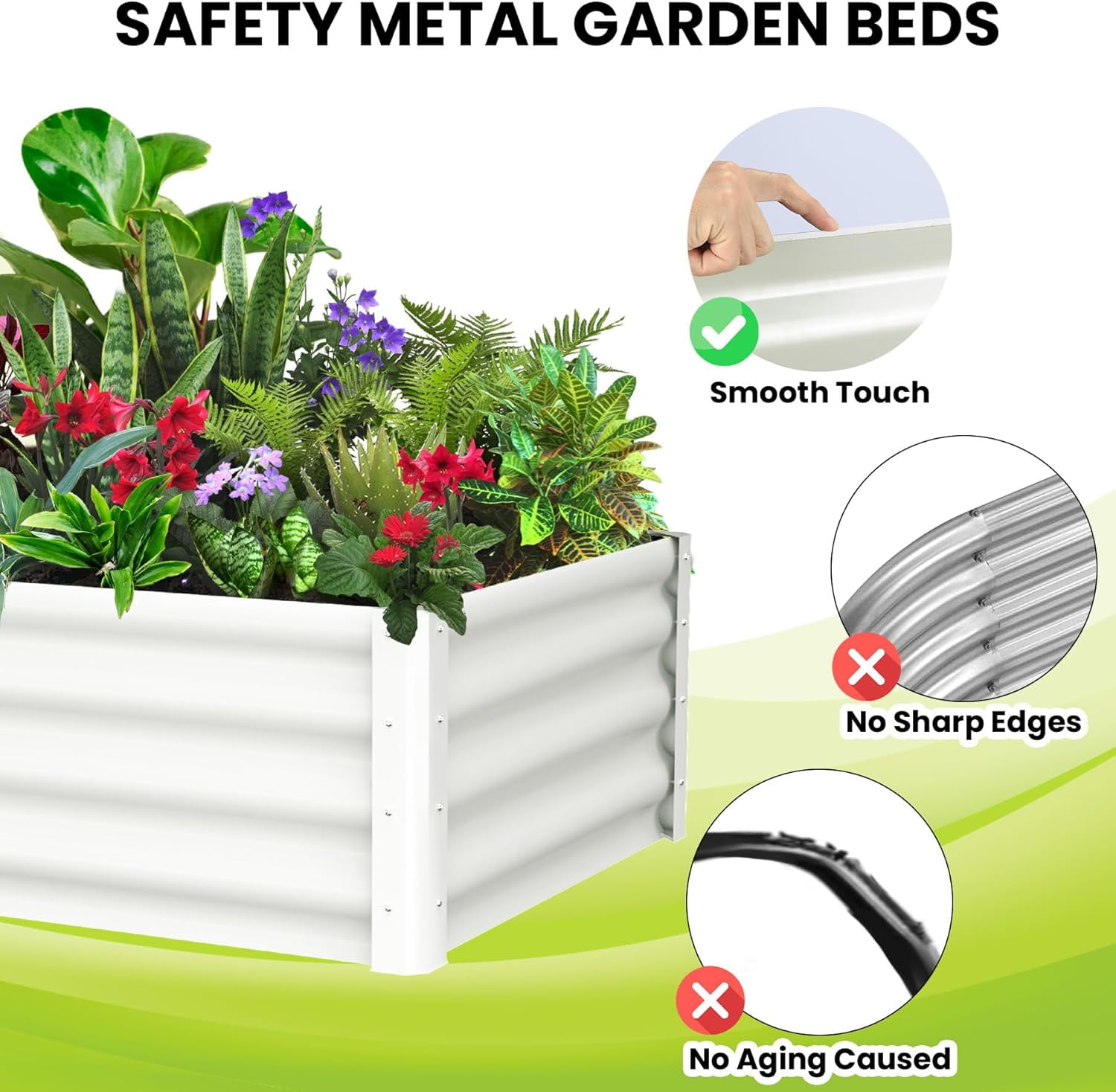 Galvanized Raised Garden Bed,Outdoor Planter Box Metal Patio Kit,Outdoor Rectangular Metal Planter,Planting Bed for Vegetables Flowers Herb