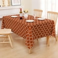 thumbnail image 2 of Moroccan Polyester Tablecloth for Rectangle Tables, Waterproof Satin Resistant Washable Dining Table Protector for Holiday, Party, Rust, 60 x 84 Inch, 2 of 6