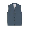 thumbnail image 7 of Men's Button Down Sweater Vest Lightweight Ribbed Knitted V-Neck Sleeveless Cardigans Knitwear, #01 Navy, XL, 7 of 7