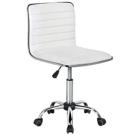Armless Office Chair Desk Chair Pu Leather Swivel Task Chair