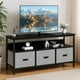 thumbnail image 1 of Yeshouse Soporte de TV con 3 cajones de tela, armario de TV de 55 pulgadas, soporte de TV de almacenamiento de sala de estar moderno, centro de entretenimiento con espacio abierto, 1 of 7