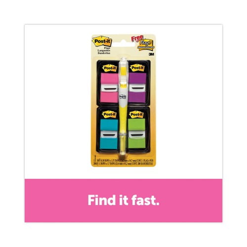 New Post-it Page Flag Value Pack, Assorted Colors, 200 Flags & Highlighter w/50 Flags,Each