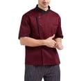 thumbnail image 5 of Unisex Short Sleeve Chef Coat, Waterproof Oil-Resistant Button Front Lightweight Kitchen Uniform for Men and Women Restaurant Hotel,Red XL, 5 of 6