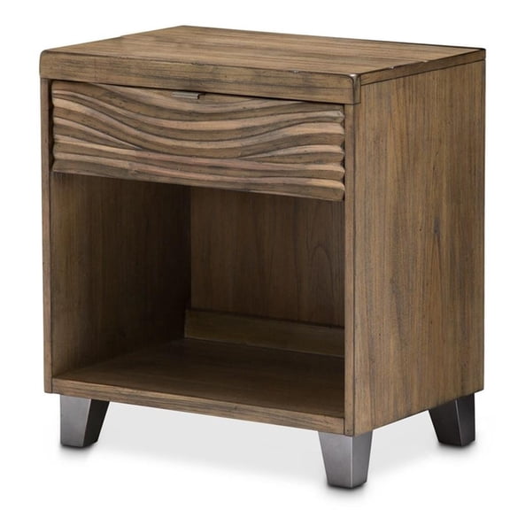 Michael Amini Del Mar Sound Wood Nightstand in Boardwalk Brown