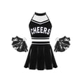 thumbnail image 1 of Xnihocha Girls Classic Cheerleading Team Uniform Mesh Splice Crop Top with Pleated Boxer Skirts Rooter Stage Suit Black 16, 1 of 5