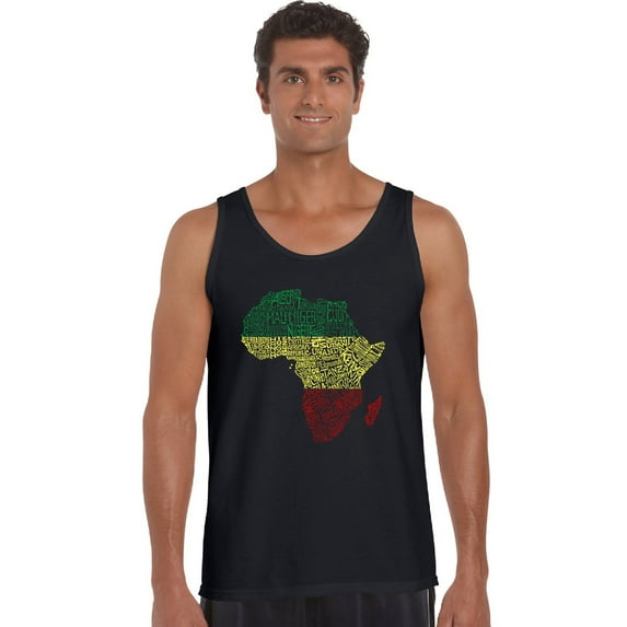LA Pop Art Men's Word Art Tank Top - Countries in Africa