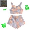 thumbnail image 2 of Ccpelsie Women Halloween Printing Cute Sleepwear Set Pajamas Sleeveless Shorts Sleepwear Set(Yellow,S), 2 of 5