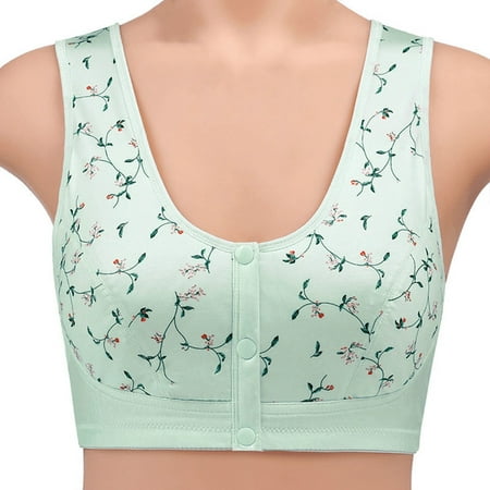 

Wome No Steel Ring Front Button Vest Style Floral Print Bra sports bras for women Gather bra【Clearance】