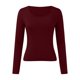 thumbnail image 3 of Top corto ajustado de manga larga para mujer: camiseta ajustada con cuello redondo, poliéster y spandex, diseño básico liso para hacer ejercicio, yoga y estilo informal., 3 of 4