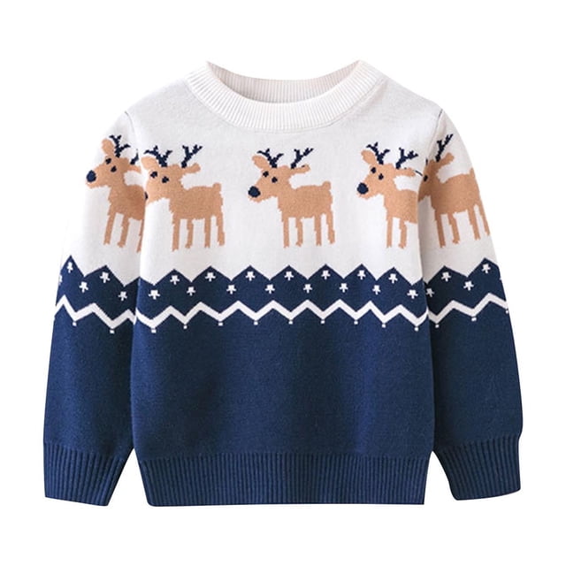 LOVZFMLL Sweater Chandail pour Fille, Col Rond, Imprimé Côtelé, Vêtements d'Automne Décontractés et Confortables, Noël, Hauts Chauds d'Hiver pour Garçons et Filles de 2-3 Ans