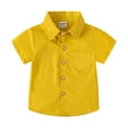 thumbnail image 3 of YTDSCS Toddler Kids Casual Shirts Baby Short Sleeve Lapel Shirts 1-6 Years Summer Solid Colour Dress Tops for Boys, 3 of 9
