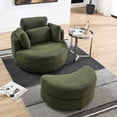 thumbnail image 3 of Swivel Chair With Storage Box - Foam Padding For Living Room 39"w Moon Soft Fabric Armchair, 3 of 6