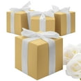 thumbnail image 3 of Koyal Wholesale Gold Gift Favor Tuck Boxes, 3 x 3 x 3 Cube Favor Box with Satin Ribbon Bulk 50-Pack, 3 of 5