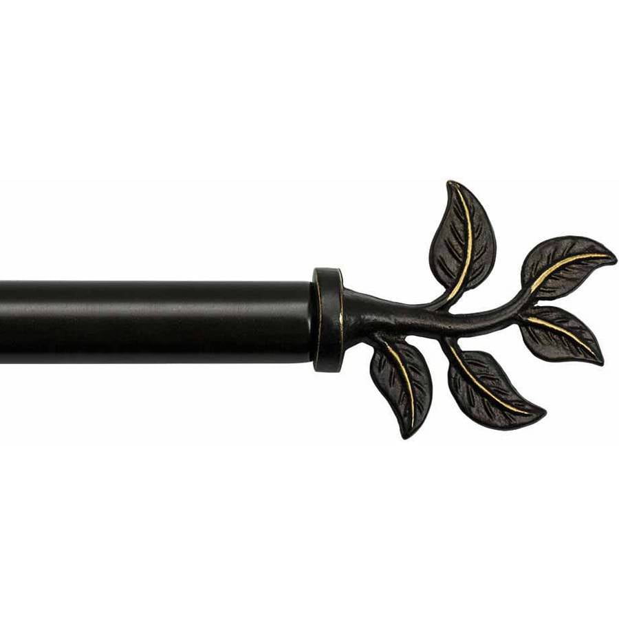 Bali 1" Leaf Decorative Curtain Rod Set, Warm Bronze, 36"66" or 66