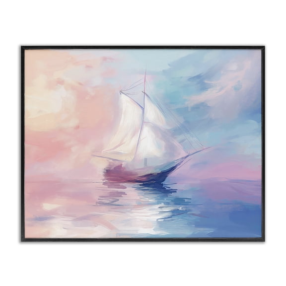 Stupell Industries Transitional Soft Pastel Sea Vessel Black Framed Giclee Art, 14 x 11, by Arlington Prints
