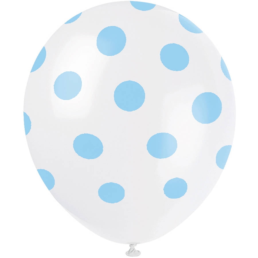 Unique Industries Latex 16.0' White Polka Dot Balloons, 6 Count
