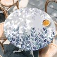 thumbnail image 2 of Spring Blue Eucalyptus Round Tablecloth, Fitted Table Cover with Elastic for 36"-44" Round Tables, Botanical Green Leaf Country Table Cloth Outdoor Indoor Dinning Party Waterproof Tablecloths, 2 of 7