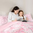 thumbnail image 4 of Manfei Pink Princess Letter N Bow Bedding Comforter Set, Boho Damask Flower King Bedding Sets for Girls Women, Pink Reversible, 7-Piece, 4 of 7