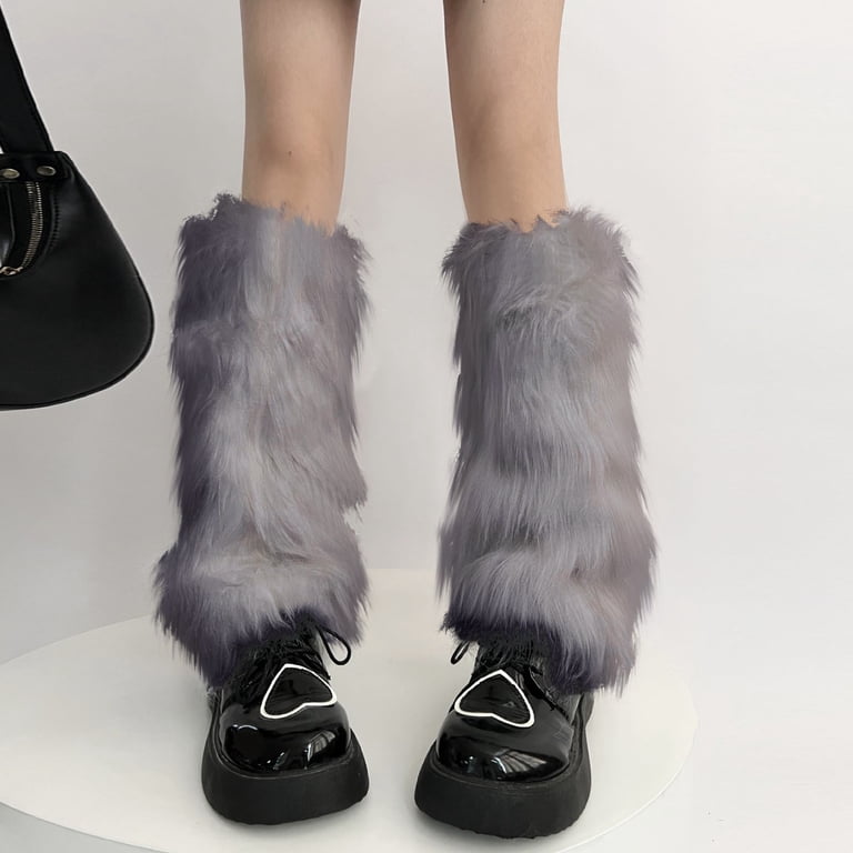 Faux Fur Fuzzy Leg Warmers Furry Boot Covers for Women, Warm 