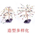thumbnail image 3 of Xiao Hua pieza de adorno de árbol de la vida con hoja de piedra triturada natural de colores mixtos, base de piedra cruda natural rosa, artesanía, adorno decorativo de escritorio para el hogar, 3 of 5