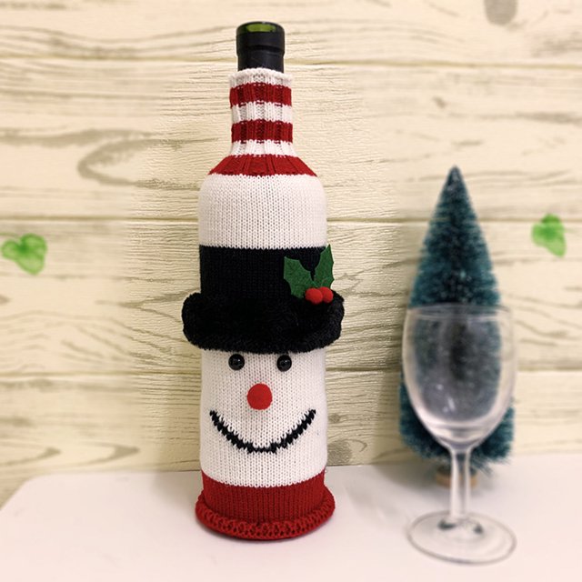 Agiferg Mignon Chandail de Noël Housse de Bouteille de Vin, Chandail Fait Main pour Bouteille de Vin pour Noël