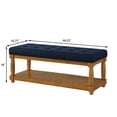 thumbnail image 6 of Leumius Upholstered Linen Bench with Storage Shelf, Solid Wood Spindle Legs Accent Furniture Tufted Ottoman Bench for Bedroom Entryway Living Room Navy Blue, 6 of 6