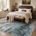 thumbnail image 6 of VUNATE 5'x7' Area Rugs for Living Room Machine Washable Rugs Abstract Vintage Distressed Indoor Rug Carpet Soft Lightweight Large Area Rug for Bedroom Dining Room Kitchen Foldable Nonslip Rug Teal, 6 of 8
