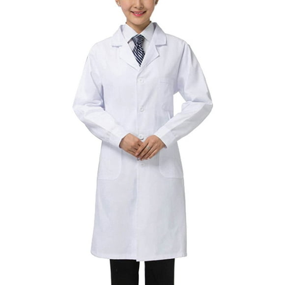 White Long Sleeve Health Nurse Medical Laboratory Lab Coat Unisex