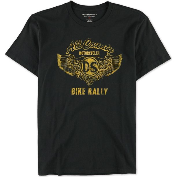 Ralph Lauren - Camiseta gráfica para hombre, diseño de motocicleta, color negro, talla mediana Ralph Lauren Camiseta gráfica