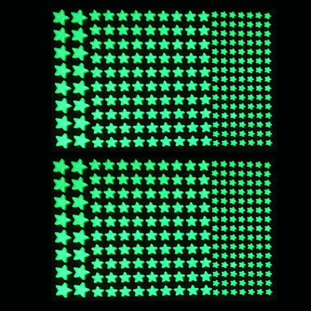 2 Hojas de Pegatinas de Pared o Techo de Estrellas Cúpulas 3D que Brillan en la Oscuridad, Brillantes, para Ropa de Cama de Niños o Regalo de Cumpleaños, Hermosas Calcomanías de Pared y Decoraciones