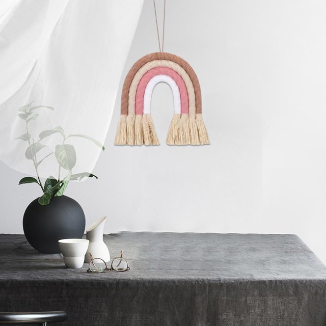 Macramé íris colgante de pared para habitación de bebé habitaciones coloris 5,51x5,91 pulgas tapiz cuer borla decoración del A Colco tapiz de arco iris de macramé
