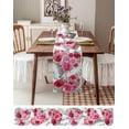 thumbnail image 4 of Table Runner 36 Inches Long for Kitchen Dining, Pink Red Floral Valentines Dresser Scarf Farmhouse, Dining Table Decorations for Wedding/Parties, Watercolor Eucalyptus Leaves 13 x 36 In, 4 of 9