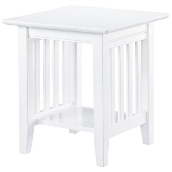 Bowery Hill Contemporary Solid Wood End Table with Sturdy Leg in White