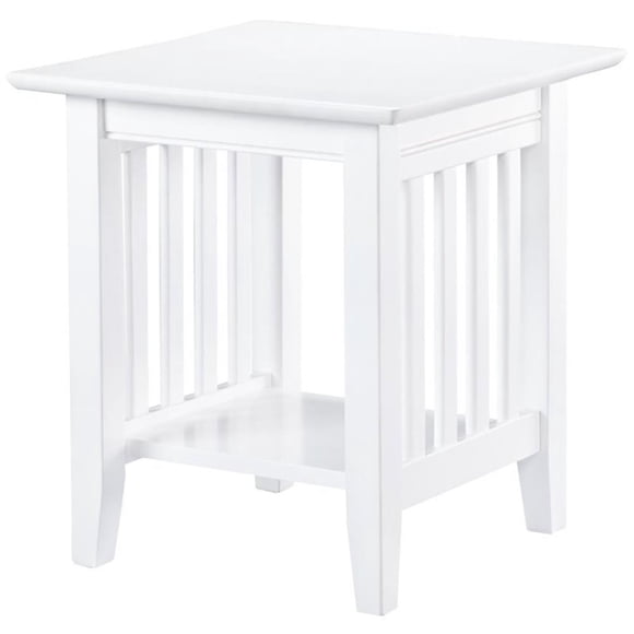 Leo & Lacey Table d'Appoint Contemporain en Bois Massif avec Pied Robuste, Blanc
