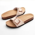 thumbnail image 1 of Sandalias planas para mujer, pantuflas con plantilla de corcho, hebilla ajustable, sandalias de verano a la moda, cómodas y antideslizantes, pantuflas para estar por casa, 1 of 6