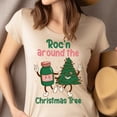 thumbnail image 4 of Fun Dancing Tree Illustration T-Shirt, Cute Unisex Holiday Style Graphic Tee, Maroon, Size S, 4 of 6