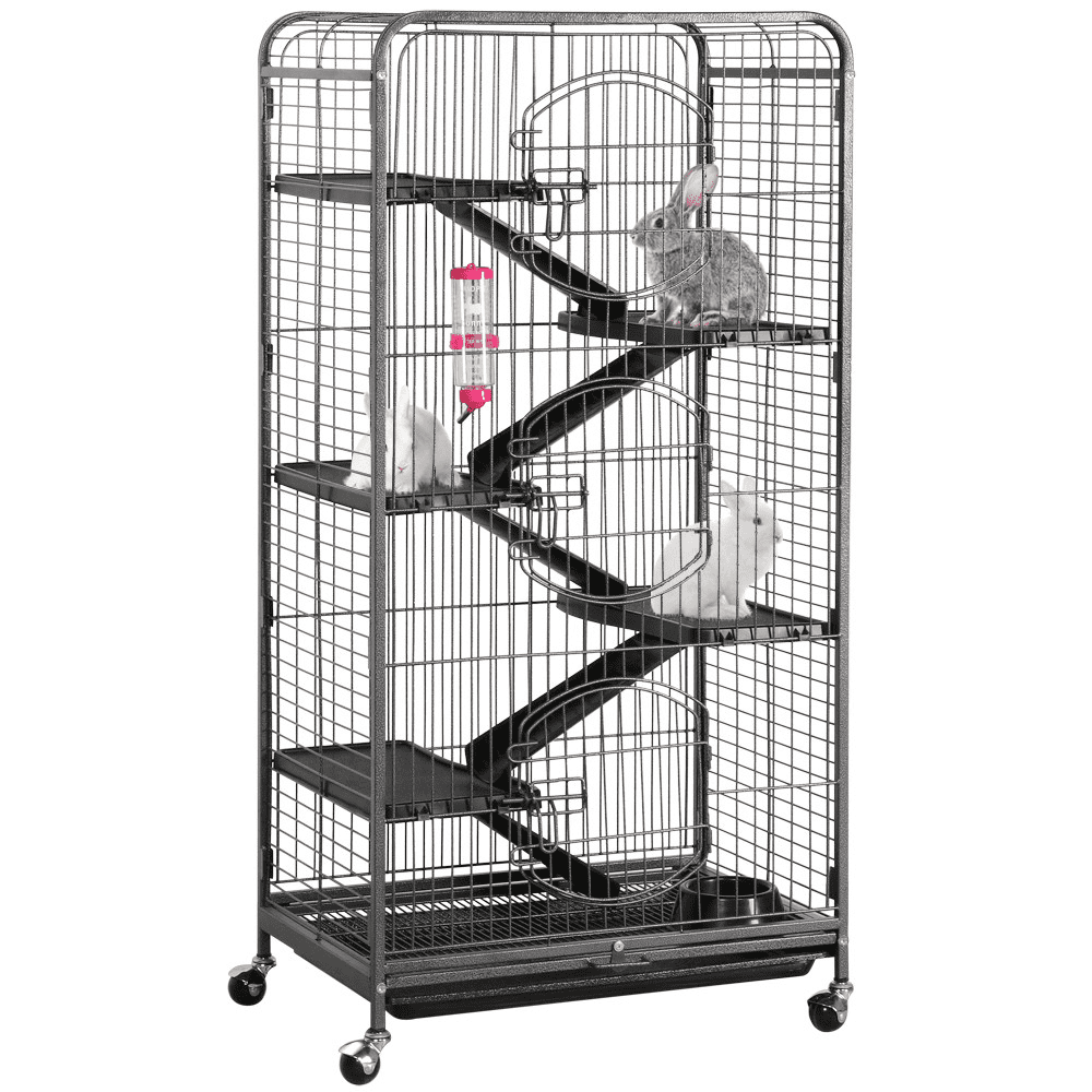 Renwick 6 Levels Rolling Pet Cage for Small Animals Black